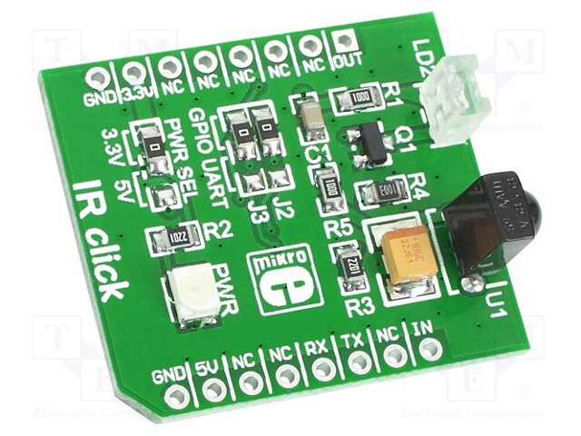 Click board; IR transmitter,IR receiver; UART; QEE113,TSOP38338