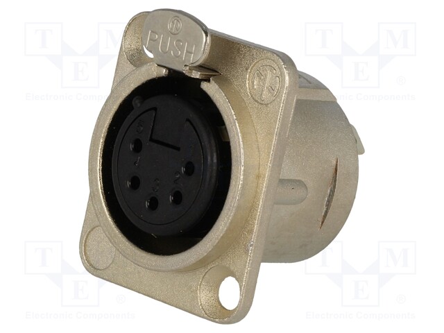 Socket; XLR; female; PIN: 5; flange (2 holes),for panel mounting