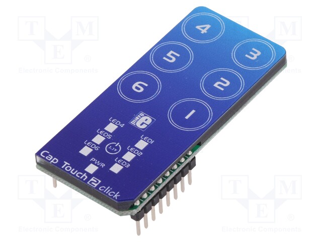 Click board; 6-button capacitive keypad; SPI; CAP1166; 3.3VDC