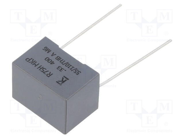 DC Film Capacitor, 0.33 µF, 400 V, Metallized PP, ± 5%, R75H Series, Radial Box