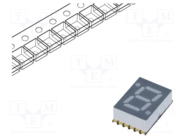 Display: LED; 7-segment; 7mm; 0.28"; No.char: 1; yellow; 10mcd; anode