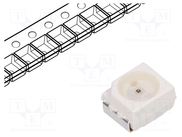 LED; SMD; 3528,PLCC2; amber; 71.5÷100mcd; 3.5x2.8x1.9mm; 120°; 20mA