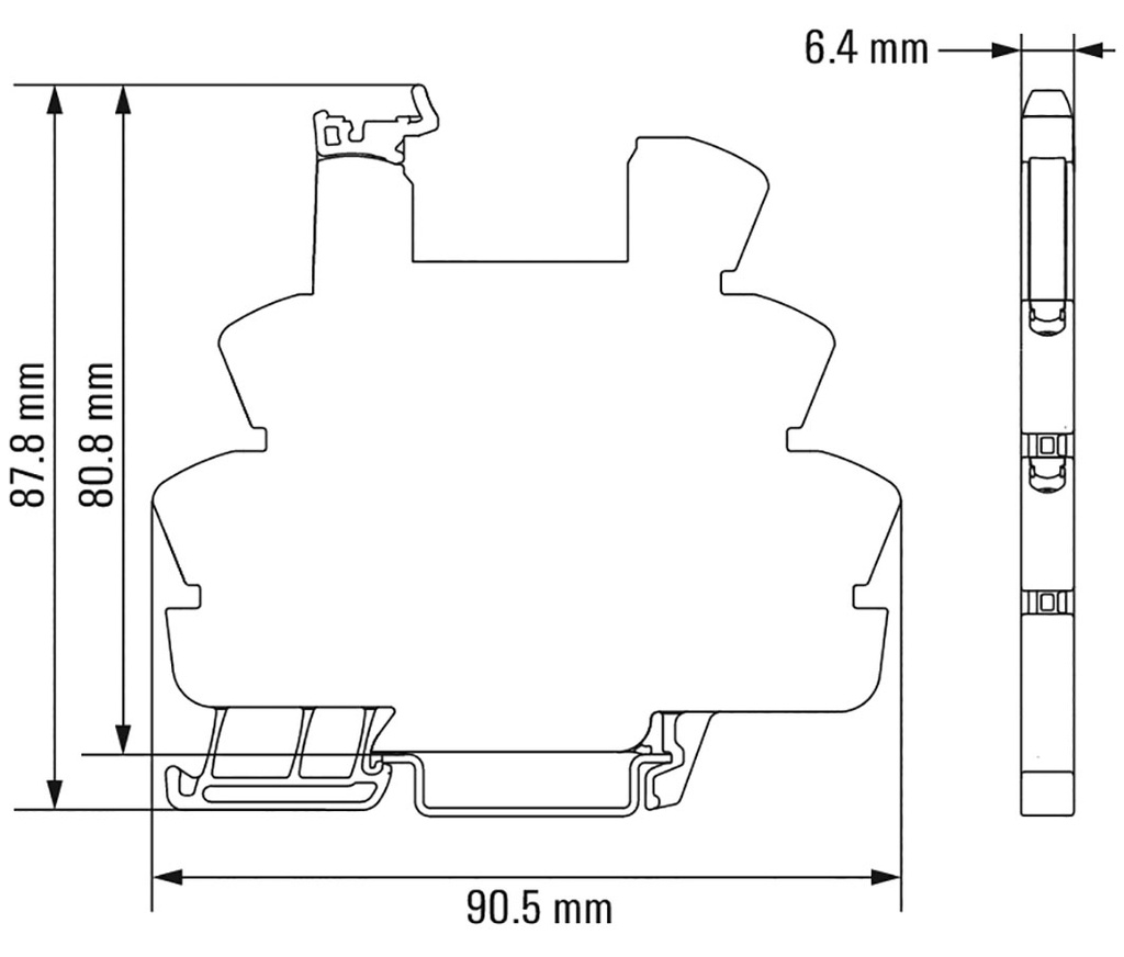 Socket; 10A; DIN; Leads: spring clamps; -40÷60°C; 87.8x90.5x6.4mm