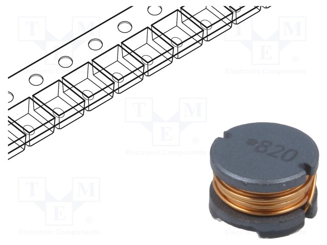 Inductor: wire; SMD; 82uH; 780mA; ±10%; Ø: 8mm; H: 5mm; 370mΩ