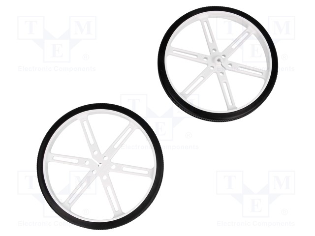 Wheel; white; Shaft: D spring; Pcs: 2; push-in; Ø: 90mm; W: 10mm
