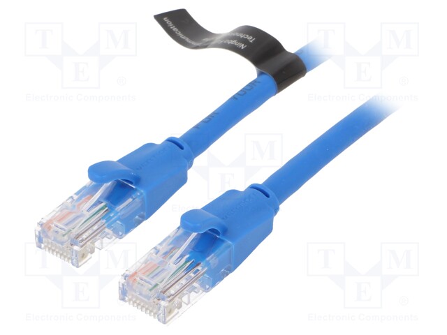 Patch cord; UTP; 6; CCA; PVC; blue; 500mm; RJ45 plug,both sides