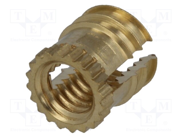 Threaded insert; brass; without coating; M3; BN: 1046; L: 4.72mm