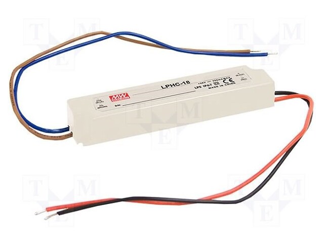 Power supply: switched-mode; LED; 17.5W; 6÷25VDC; 700mA; IP67; 175g