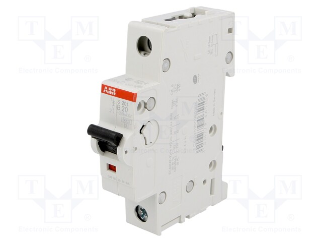 Circuit breaker; 230VAC; Inom: 20A; Poles: 1; DIN; Charact: B; 6kA