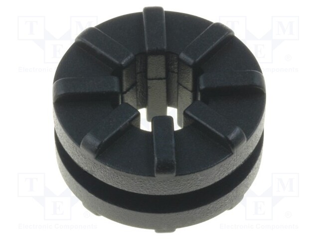 Grommet; Ømount.hole: 9mm; Panel thick: max.2mm; black; Øint: 5.3mm