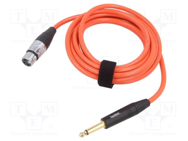 Cable; Jack 6,3mm 2pin plug,XLR female 3pin; 9m; orange; 0.25mm2