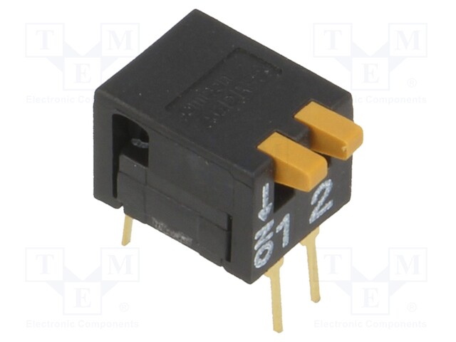 Switch: DIP-SWITCH; Poles number: 2; ON-OFF; 0.03A/30VDC; Pos: 2