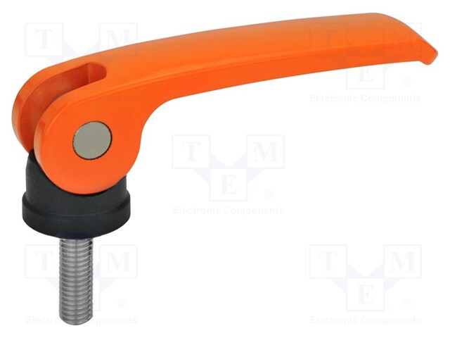 Lever; clamping; Thread len: 40mm; Lever length: 82mm; Body: orange