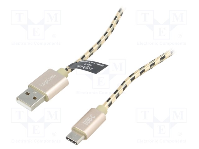 Cable; USB A plug,USB C plug; 1m; black-brown