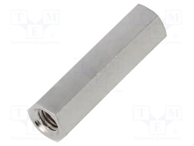 Screwed spacer sleeve; Int.thread: M5; 30mm; hexagonal; brass