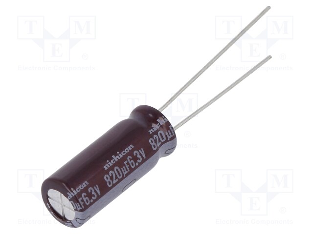 Capacitor: electrolytic; low impedance; THT; 820uF; 6.3VDC; ±20%