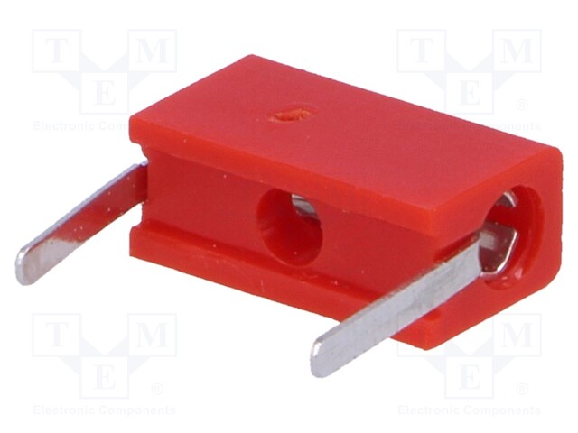 Socket; 2mm banana; 6A; 10.25mm; red; Mounting: PCB; Plating: tinned