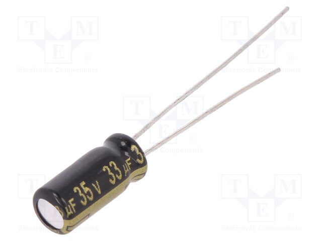 Capacitor: electrolytic; low impedance; THT; 33uF; 35VDC; Ø5x11mm