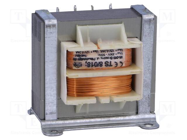 Transformer: mains; 8VA; 230VAC; 12V; 12V; 0.34A; 0.34A; IP00