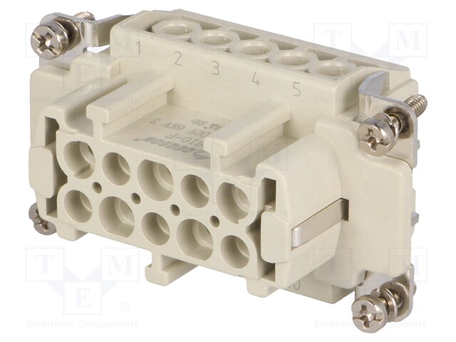 Connector: HDC; contact insert; female; DE; PIN: 10; 10+PE; 16A; 500V