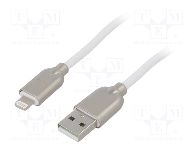 Cable; USB 2.0; Apple Lightning plug,USB A plug; 2m; white