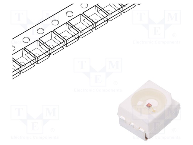 LED; SMD; 3528,PLCC2; red-orange; 285÷350mcd; 3.5x2.8x1.9mm; 120°