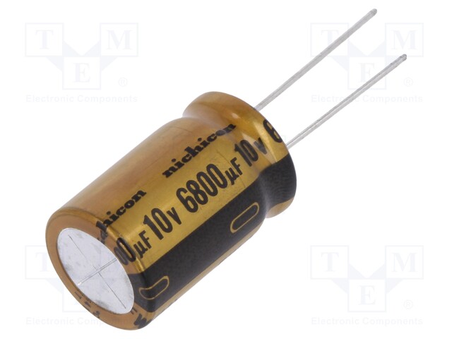 Capacitor: electrolytic; THT; 6800uF; 10VDC; Ø16x25mm; Pitch: 7.5mm