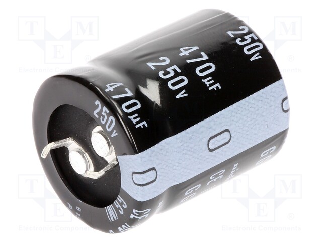 Capacitor: electrolytic; SNAP-IN; 470uF; 250VDC; Ø25x30mm; ±20%