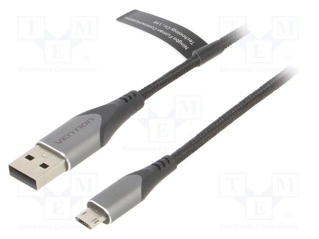 Cable; USB 2.0; USB A plug,USB B micro reversible plug; 2m; 2A