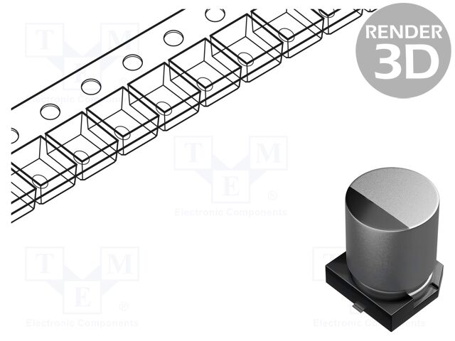 SMD Aluminium Electrolytic Capacitor, Radial Can - SMD, 680 µF, 35 V, 0.06 ohm