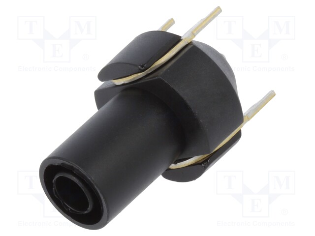 Socket; 4mm banana; 24A; black; PCB; insulated,with contacts