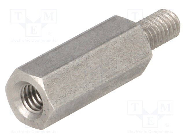 Screwed spacer sleeve; Int.thread: M4; 18mm; Ext.thread: M4