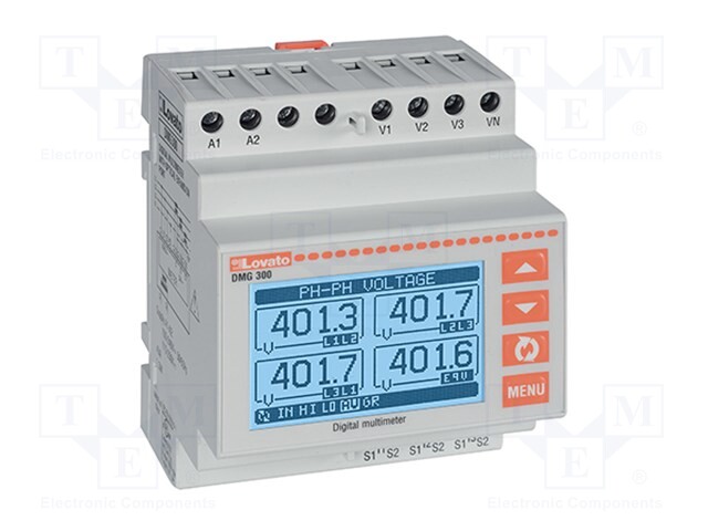 Meter: network parameters; for DIN rail mounting; LCD; 128x80
