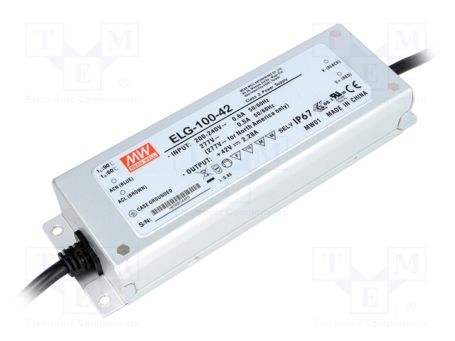 Power supply: switched-mode; LED; 95.76W; 42VDC; 2.28A; 180÷295VAC