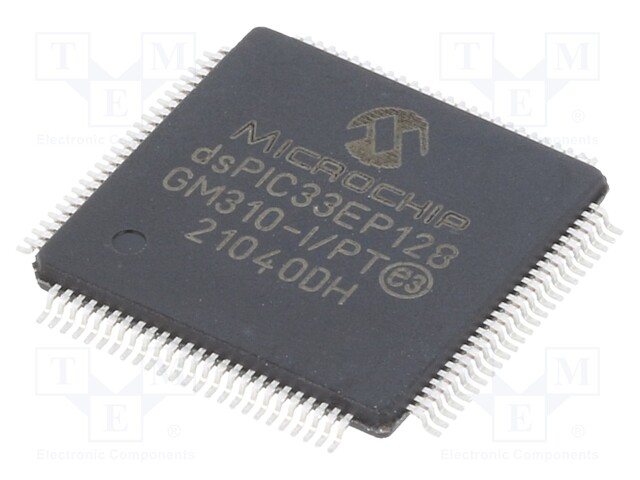 DsPIC microcontroller; SRAM: 16kB; Memory: 128kB; TQFP100; 0.4mm