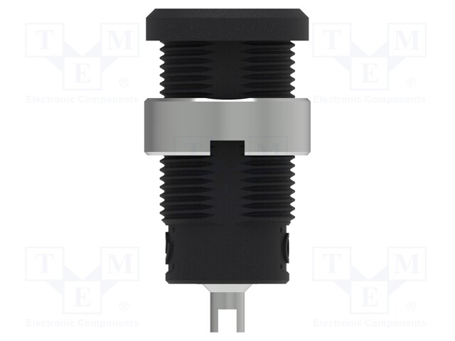 Socket; 4mm banana; 25A; 1kV; black; nickel plated; on panel,screw