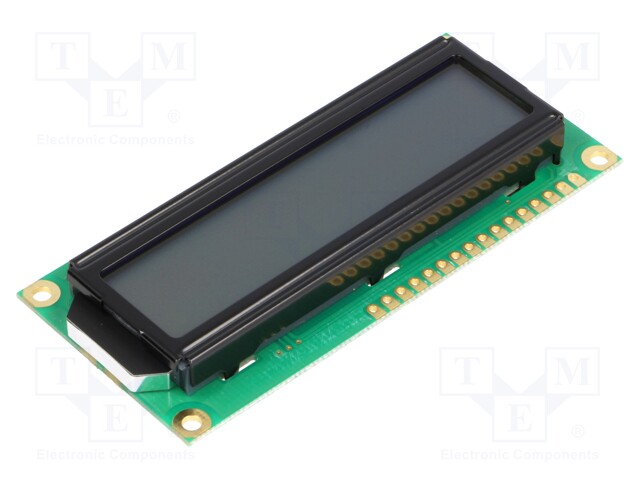 Display: LCD; alphanumeric; STN Positive; 16x2; gray; 80x36x10mm