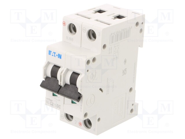 Circuit breaker; 250VDC; Inom: 2A; Poles: 2; DIN; Charact: C; 10kA