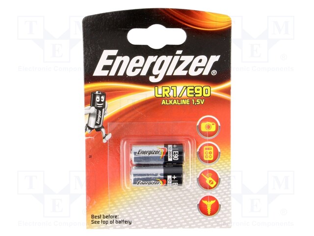 Battery: alkaline; 1.5V; N,R1; Batt.no: 2; Ø12x30.2mm