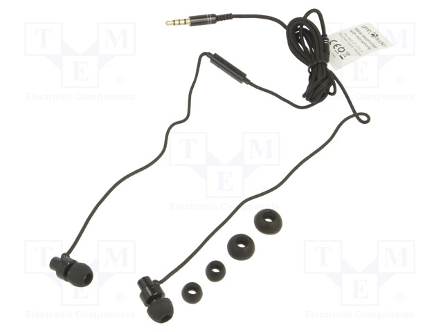 Headphones with microphone; black; Jack 3,5mm; in-ear; 32Ω; 1.2m