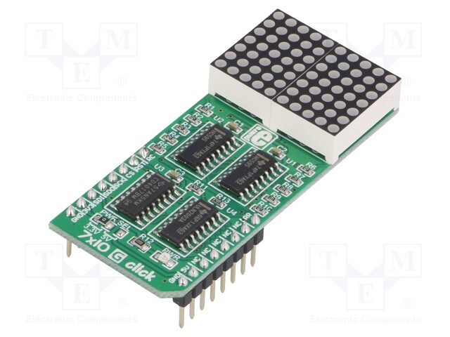 Click board; LED matrix; SPI; CD4017BM,SN74HC595,ULN2003