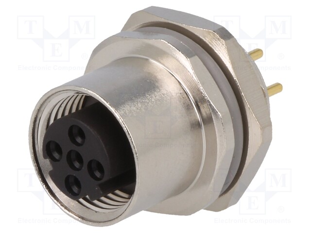 Socket; M12; PIN: 4; female; D code-Ethernet; THT; IP67; straight