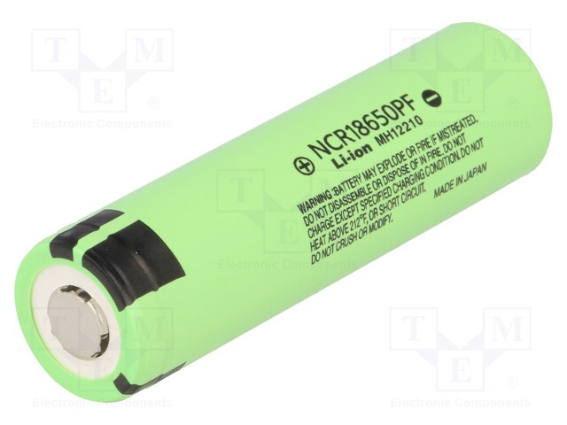 Re-battery: Li-Ion; MR18650; 3.6V; 2900mAh; Ø18.5x66.5mm
