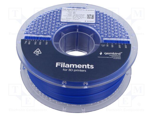 Filament: ABS; 1.75mm; blue; 225÷240°C; 1kg; High Speed