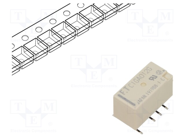 Relay: electromagnetic; DPDT; Ucoil: 12VDC; 0.3A/125VAC; 1A/30VDC