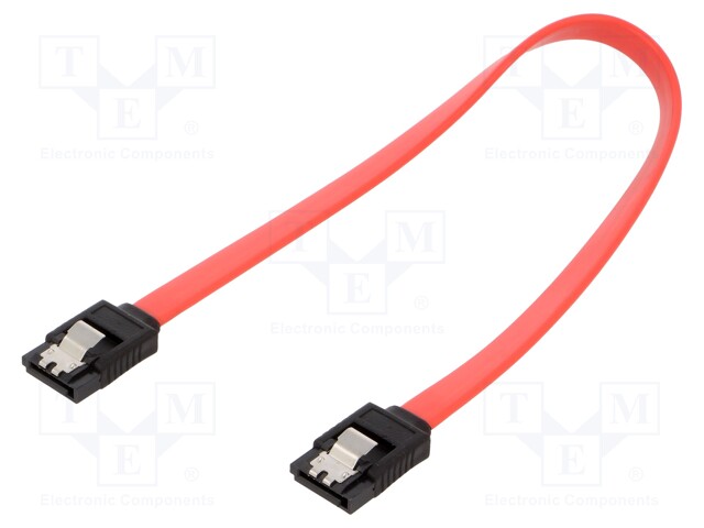 Cable: SATA; SATA plug,both sides; 0.3m; SATA III; red
