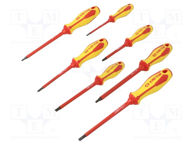 Kit: screwdrivers; Pcs: 7; insulated; square,Phillips,slot