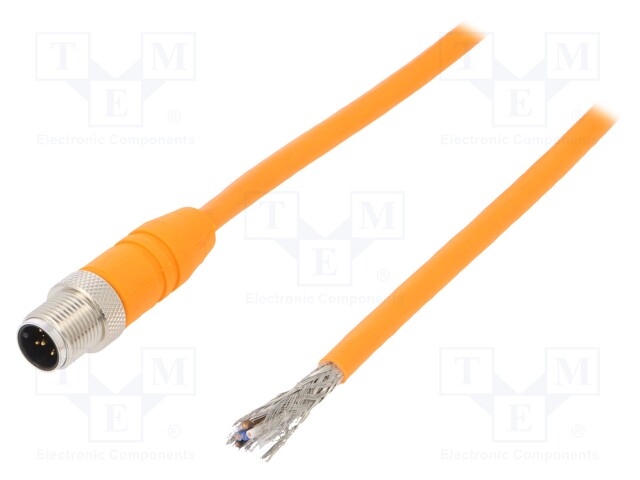 Connection lead; M12; PIN: 5; straight; 2m; plug; 60VAC; 4A; -25÷80°C