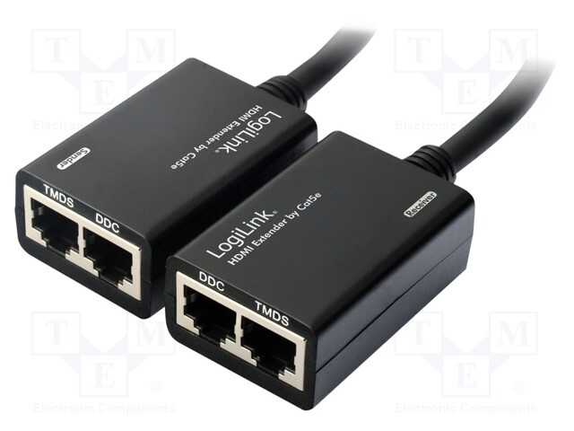 HDMI extender; HDMI 1.2; HDMI plug,RJ45 socket x2; black