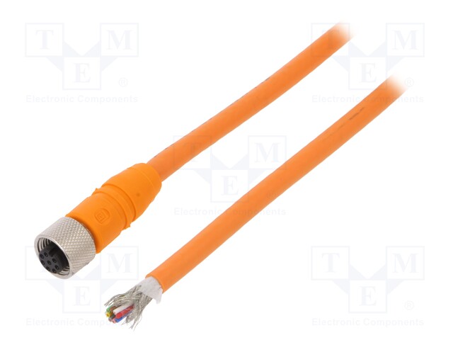 Connection lead; M12; PIN: 8; straight; 5m; plug; 30VAC; 4A; -25÷80°C